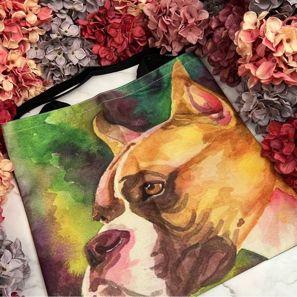 Eco-Friendly Handsome Brown and White Boxer Dog Folding Tote Bag - Picture 9 of 13